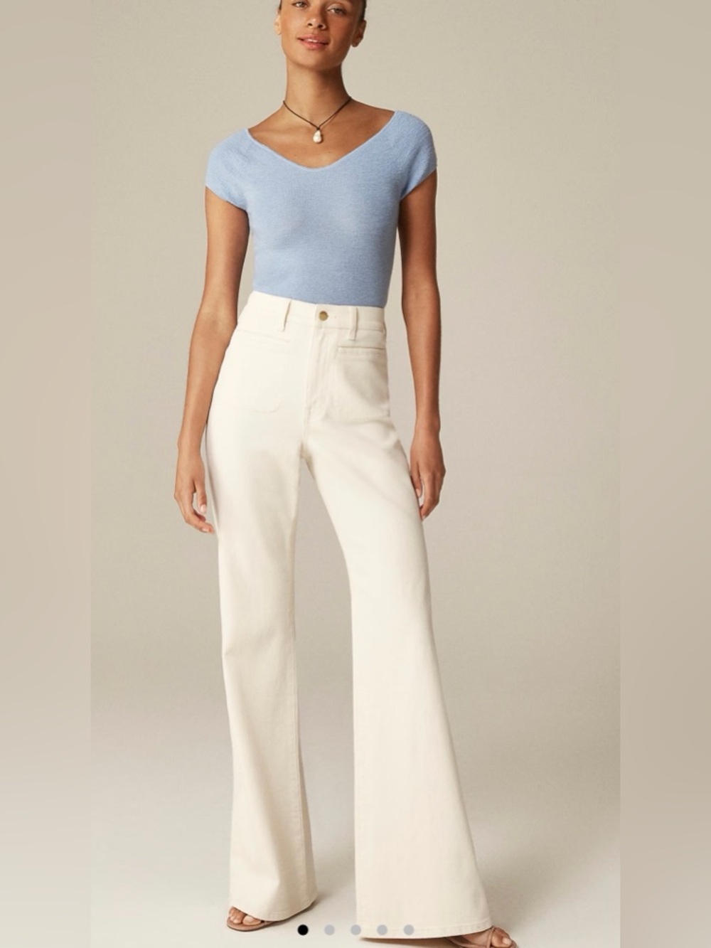J. Crew Vintage 99% Cotton High-Rise Wide Leg Jeans - Cream Size 29